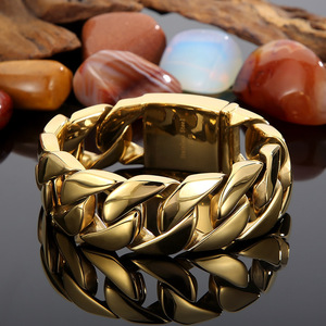 12mm/15mm/20mm/25mm/32mm da uomo in acciaio inossidabile 316L <span class=keywords><strong>oro</strong></span> grosso cordolo catena a maglia cubana braccialetto regali per uomo ragazzi - Product Image 2