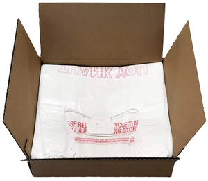 ถุงพลาสติกใส่ของชำแบบเสื้อยืด LDPE HDPE ขนาด 50 ไมครอน พิมพ์ลายตามสั่ง สำหรับซุปเปอร์มาร์เก็ต ผลิตจากวัสดุรีไซเคิล - Product Image 5