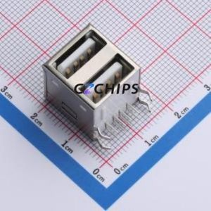 XDUF-0426-081 USB Connector Bent Lead Through Hole Connector Type-A USB 2.0 Female Right Angle Insert - Product Image 1