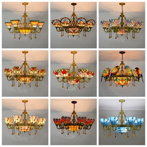 <span class=keywords><strong>Lampadario</strong></span> in Stile Tiffany con Fiori in <span class=keywords><strong>Vetro</strong></span> Colorato, Decorazione <span class=keywords><strong>Vintage</strong></span> con Uccelli per Soggiorno, Luce Calda - Product Image 6