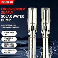 Bomba de agua sumergible centrífuga de acero inoxidable de 6 pulgadas de alto flujo con impulsor fotovoltaico para pozo profundo y motor CC sin escobillas