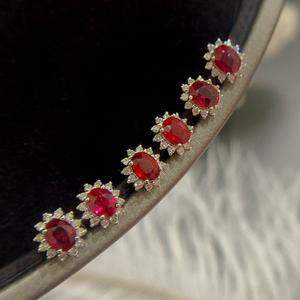 Aimgal gioielli AU750 oro 18K 1ct rosso vivo naturale <span class=keywords><strong>rubino</strong></span> <span class=keywords><strong>orecchini</strong></span> alla moda ciondolo per festa di nozze o regalo - Product Image 6