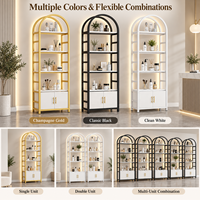 Vitrine de présentation cosmétique modulaire de luxe en forme d'arche avec éclairage LED, étagères métalliques pour salon de beauté et magasin de soins de la peau