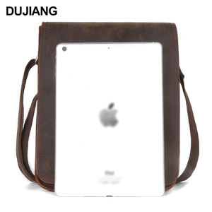 Sac à main décontracté en cuir véritable pour hommes Sac à bandoulière rétro plat en cuir de vachette - Product Image 3