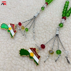 Bracelets de prière personnalisés en cristal de 10 mm avec breloques drapeau et carte du Kurdistan, accessoires de chapelet en vrac pour femmes - Product Image 1