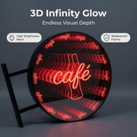 Panneau publicitaire lumineux LED 3D effet miroir infini multicouche, double face, multicolore, néon, lettres lumineuses