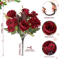 Buket Mawar Ungu Eropa 7 Tangkai Bunga Hydrangea Daisy Buatan Sutra Realistis untuk Hari Valentine Wisuda