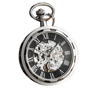<span class=keywords><strong>Montre</strong></span> de poche mécanique squelette steampunk <span class=keywords><strong>argent</strong></span>ée <span class=keywords><strong>à</strong></span> cadran ouvert pour <span class=keywords><strong>homme</strong></span> avec chaîne – Le cadeau idéal - Product Image 4