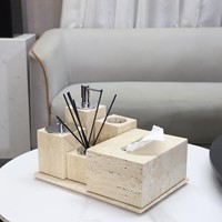 Ensemble d'accessoires de salle de bain en pierre de grotte jaune vent silencieux pour décoration de maison ou d'hôtel