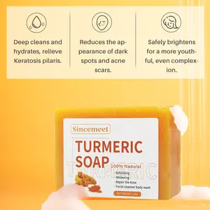 Jabón de cúrcuma orgánico natural personalizado para blanquear la piel facial, jabón de baño de cúrcuma hecho a mano antiacné