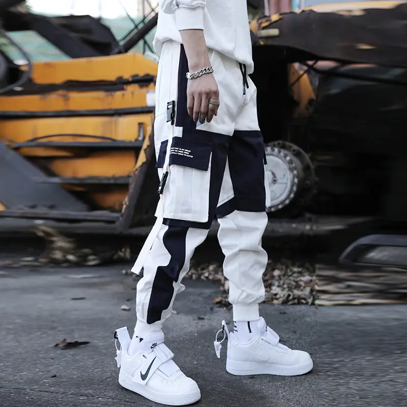 Cargo Pants Men's Fashion Brand Tie Foot Men's Casual Pants Fall New 2022 Trend Versatile Loose White Pants Men