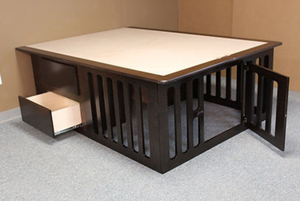 Camas perreras de madera integradas personalizadas con compartimentos de almacenamiento para personas y mascotas Estilo de diseño chino - Product Image 3