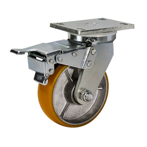4in Polyurethane 500kg Load Capacity Swivel 2" Wide <strong>Caster</strong> Wheels 10mm Thickened Bracket <strong>Cast</strong> <strong>Iron</strong> PU <strong>Casters</strong> with Grease Nipple - Product Image 3