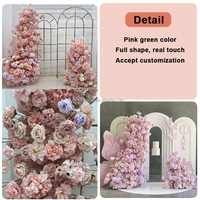 Décoration d'événements SMOOTH : Chemin de table en fleurs artificielles roses avec arche en PVC blanc pour mariage, événement, ou baby shower