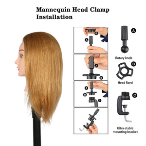 Tête <span class=keywords><strong>d</strong></span>'entraînement en cheveux naturels, modèle perruque 35 cm, durable, pour coupe de cheveux masculin, teinture et lissage spéciaux - Product Image 3