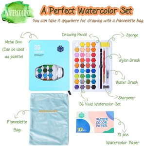 Keep Smiling Ensemble de peinture à l'<span class=keywords><strong>aquarelle</strong></span> solide 36 couleurs Boîte en fer Peinture pour étudiants Artiste <span class=keywords><strong>Dessin</strong></span> Art <span class=keywords><strong>Aquarelle</strong></span> portable - Product Image 4