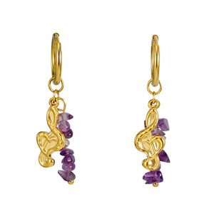 Zogxin Gold Hoop Earrings With Purple Stone Musical Note Design For Women Fashion Jewelry - Product Image 5