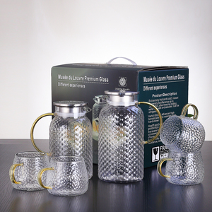 Cao Borosilicate nồi thủy tinh với nắp thép không gỉ Hộp Quà Tặng thiết lập 3 kích cỡ nồi với 4 Ly Hộp quà tặng thiết lập tùy chỉnh bao bì - Product Image 1