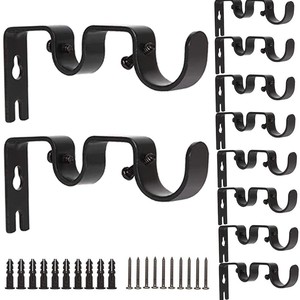 Double Curtain Rod <b>Bracket</b> U Shape Iron Support For Curtains Modern Design Easy Installation <b>Black</b> Silver Brown Warm Gold - Product Image 2