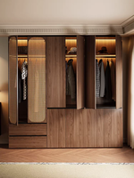 Armoire de chambre à coucher en placage de bois style Mid-Century avec portes battantes, meubles de chambre à coucher