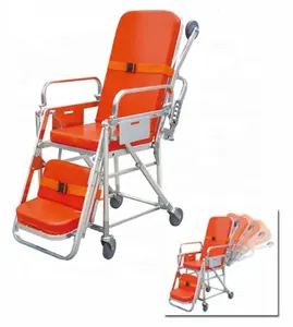 工厂价格可调救护车铝合金担架拉杆椅用于医院急诊
