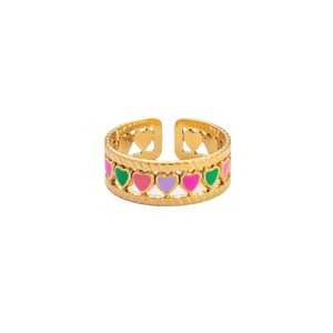 Anillo Abierto Chapado en Oro con Forma de Corazón, Joyería de Moda para Mujer, Regalo Estilo INS - Product Image 5
