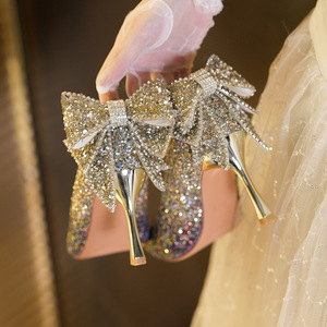 2025 China Brand Sexy Crystal Pumps Stilettos Ladies High Heel Shoes Wedding Party Bridal Heels for Women - Product Image 1