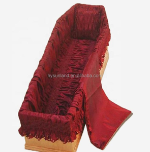 Juego de Forro Interior para Ataúd de Satén Rojo al por Mayor con Borde con Volantes, Tela Interior para Ataúd Funerario, Forro Decorativo para Ataúd - Product Image 2