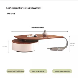 Meja Kopi Kayu Ruang Tamu Modern dan Mewah Meja Kopi Kayu Bentuk Daun Furnitur Meja Kopi - Product Image 5