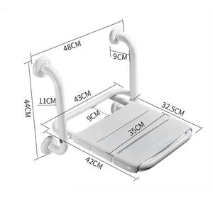 Grand tabouret de bain pliant en acier inoxydable élargi chaise de douche <span class=keywords><strong>pour</strong></span> personnes âgées handicapées tenture murale <span class=keywords><strong>accessoire</strong></span> de siège de <span class=keywords><strong>toilette</strong></span> de sécurité - Product Image 5