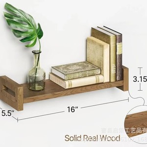 Wooden Wall <b>Shelf</b> Single Layer Rectangle Durable Multipurpose For Living Room <b>Bedroom</b> Storage - Product Image 2