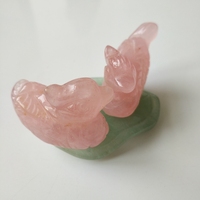 HY Pas Cher Fengshui Rose Quartz Mandarin Canard Statue Cristal Sculpté