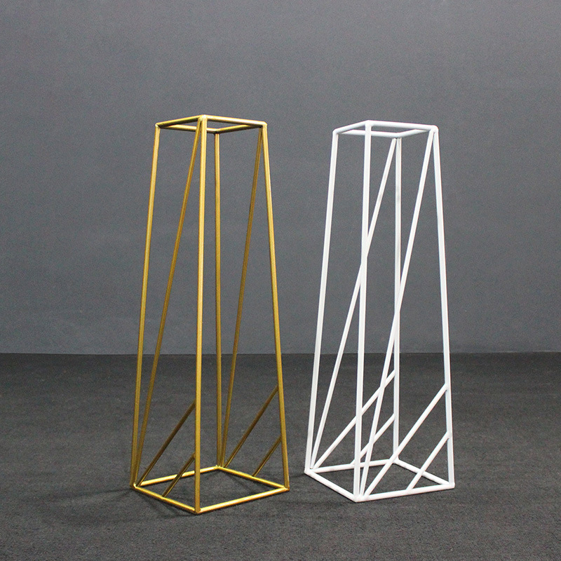New wedding props wrought iron flower arrangement decoration tall metal vase gold metallic