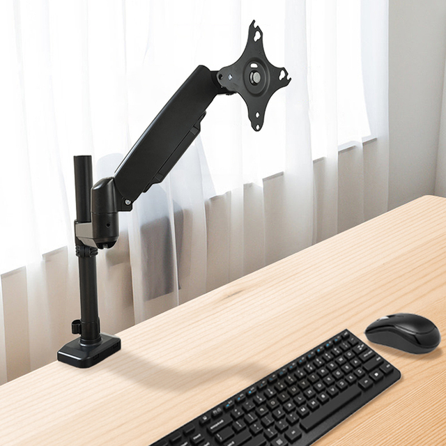 Durable Mount Single Monitor Stand Bracket Telescopic Pole for Office Desk Study Table Adjustable Gas Spring Monitor Support