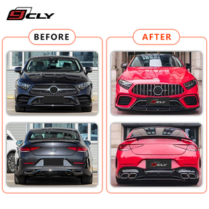 Pour Mercedes-Benz <span class=keywords><strong>CLS</strong></span> W257 2018-2024, version haut de gamme, kit carrosserie CLS63 A-<span class=keywords><strong>MG</strong></span>, pare-chocs avant, calandre, diffuseur, embout d'échappement noir/argent - Product Image 2