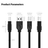 Kabel Data USB2.0 Foil PVC inti tembaga kompatibel dengan kabel Printer komputer mulut persegi dan iPhone