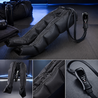 Bottes de massage à compression d'air à 4 chambres avec fermeture éclair intégrale, 4 modes d'intensité réglable et pompe 4L, noires