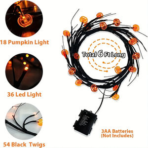 Guirlande lumineuse LED d'Halloween en forme de citrouille et de chauve-souris, flexible, pour décoration suspendue de fête d'Halloween et de la maison - Product Image 5