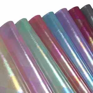 free sample color customized rainbow foiled pu leather 0.4mm for bags