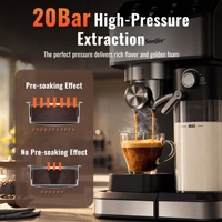 Machine à café expresso automatique professionnelle Sonifer SF-3627, 20 bars, haute pression, autonettoyante, 4 en 1, pour café, bureau