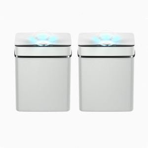 Self Sealing Trash Can 15L Trash Can Kitchen Waste Bin Dual Compartment Automatic Trash Can