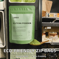 Sachet Doypack alimentaire refermable avec fermeture éclair, personnalisable avec logo, opaque, pour poudre de matcha et thé vert