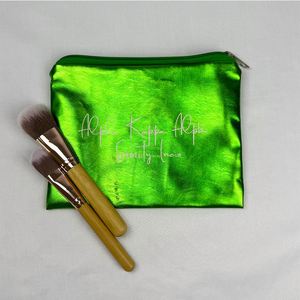 กระเป๋าเครื่องสำอางพกพาขนาดใหญ่ คลาสสิก หนัง PU สีเงิน/ทอง  พร้อมช่องเก็บของ  ผิวเรียบเนียน  โลโก้สั่งทำได้  ลดราคาพิเศษ - Product Image 5