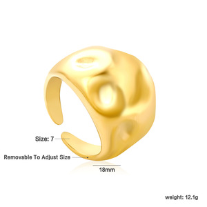 แหวนเปิดทรงเรขาคณิตสไตล์มินิมอลแบบยุโรปอเมริกัน  ทำจากสแตนเลสสตีล 18k  ของขวัญเครื่องประดับสำหรับทุกเพศ - Product Image 3