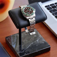 Présentoir pour montre en cuir et pierre de marbre, luxe, style vintage