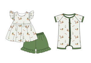 Conjuntos de Pantalones Cortos para Niños de Primavera y Otoño, Personalizados, Casuales, con Estampado de Patos Mallard, de Algodón y Elastano, Transpirables, de Tela de Lana Peinada, Ropa para Bebés - Product Image 2
