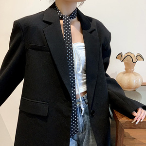 Bufanda de poliéster sedosa de tendencia Ins de estilo de lujo de diseñador de gama alta para mujer, lazo de pelo estrecho y delgado, bolsa de cinturón Streamer-pequeño - Product Image 3