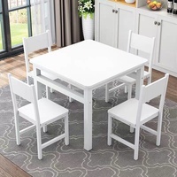 Table à manger carrée en bois avec chaises, design moderne et minimaliste, résistante aux hautes températures, pour la maison, la cuisine, le salon et la cafétéria