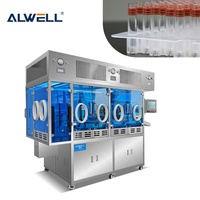 Máquina de llenado automática eléctrica ALWELL 220V de alta precisión con caja de engranajes PLC para gel, pasta viscosa, polvo, botellas de vidrio y plástico, y viales.