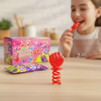 Snacks Grappige Nieuwe Zoete Harde Lollipop Mix Fruit Smaak Springende Snoepjes Knisperende Snoepjes Doos Meerkleurig Cartoon Vorm